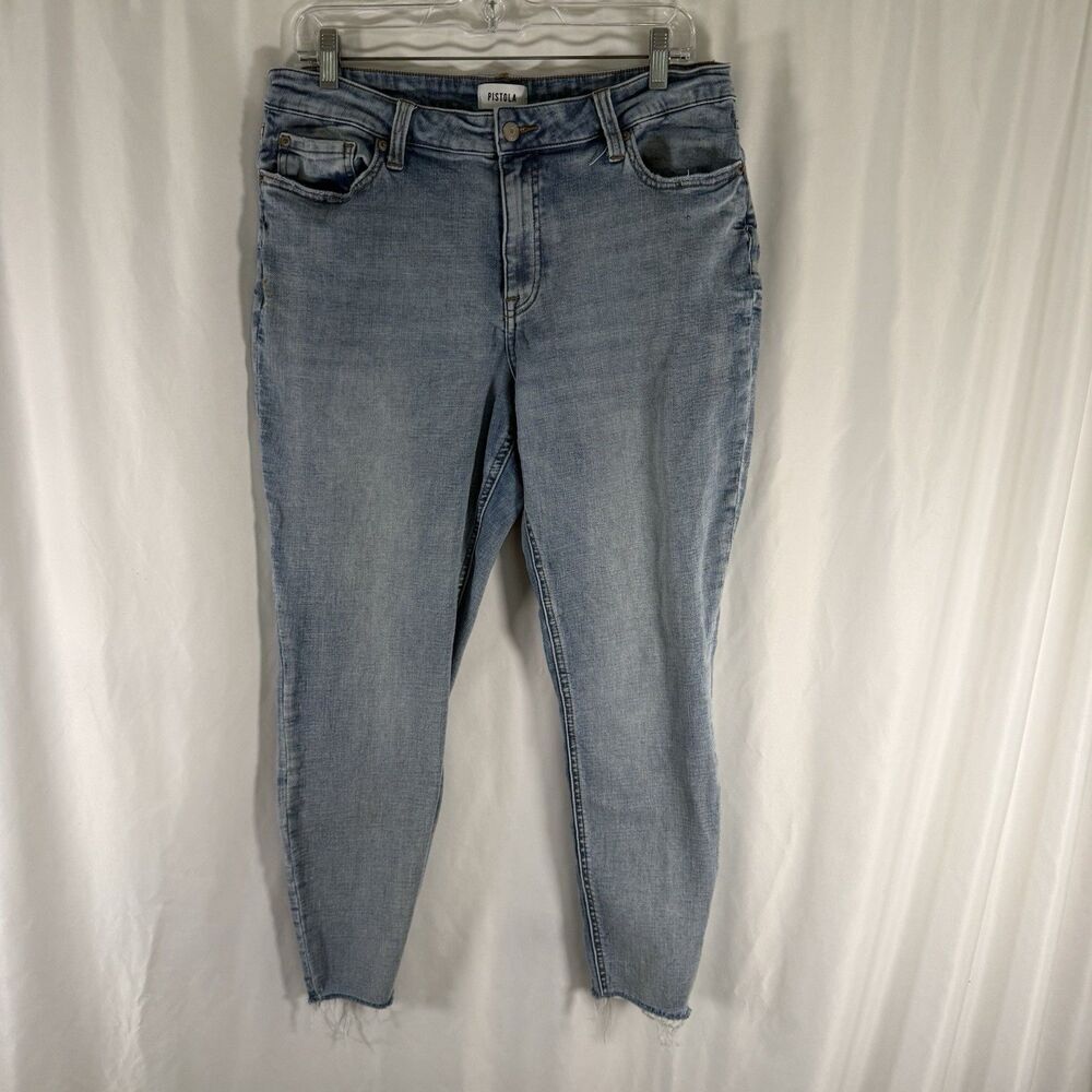 Pistola Skinny Jeans Women's 33 Light Wash Distressed Raw Hem Denim Pockets